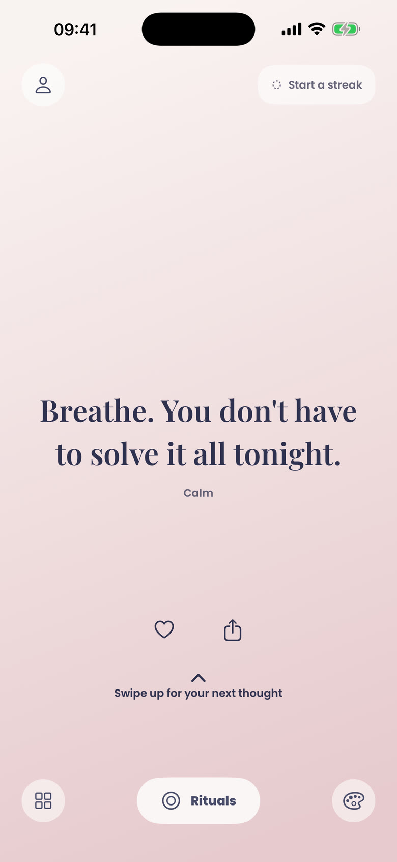 oonly home screen with a daily affirmation
